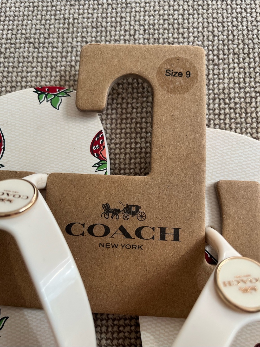 Coach NWT Zayn Strawberry Chalk flip flops size 9 - Picture 8 of 9